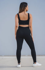 Magnetic Ribbed Knit Leggings - Black