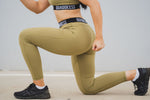 Elasticated Band High Waisted Leggings - Khaki