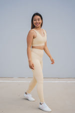 Magnetic Ribbed Knit Leggings - Flat White