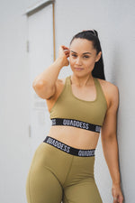 High Support Racer back Cut-Out-Detail Elasticated Underband Sports Bra - Khaki
