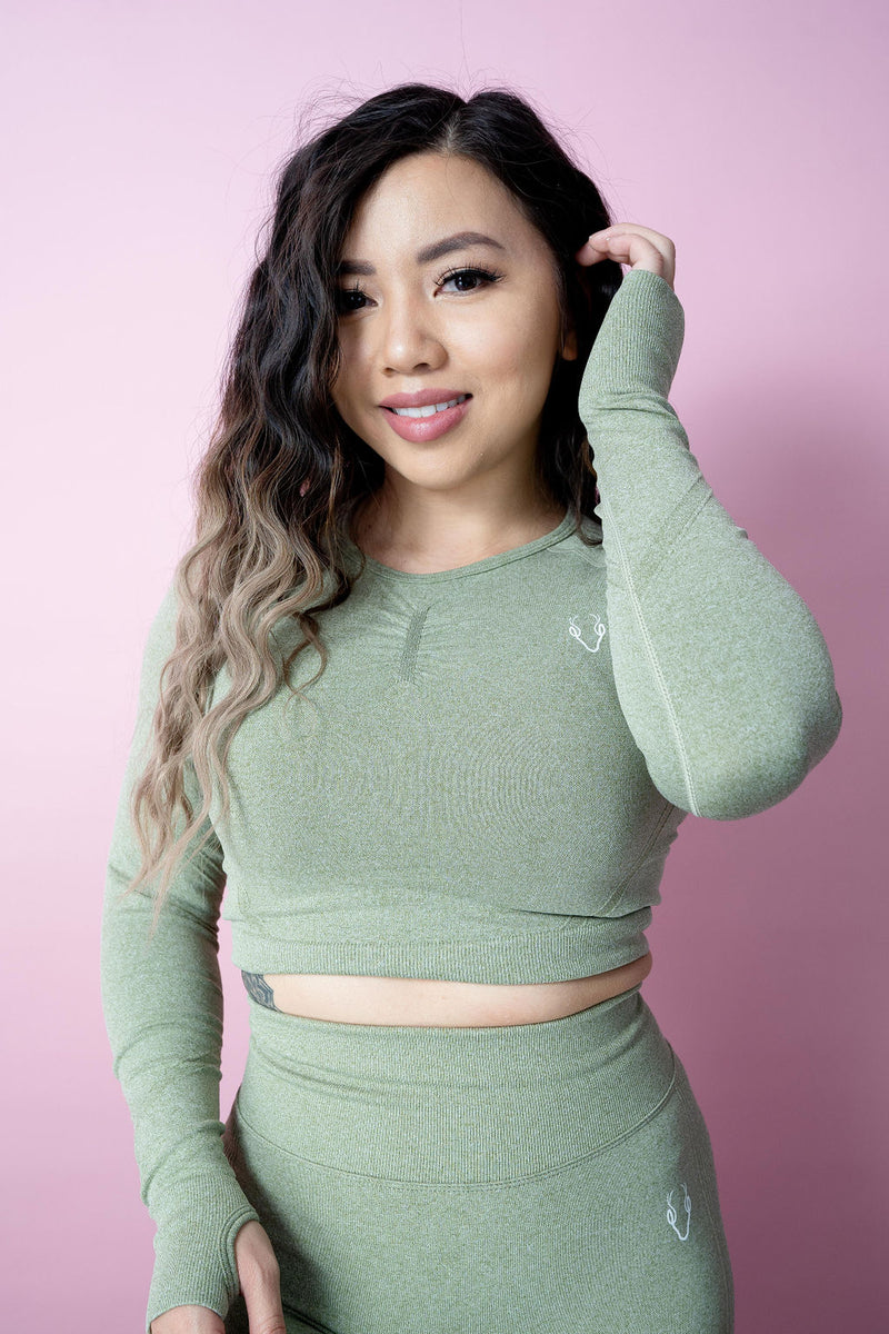 Allure Croped Long Sleeve - Tea Green