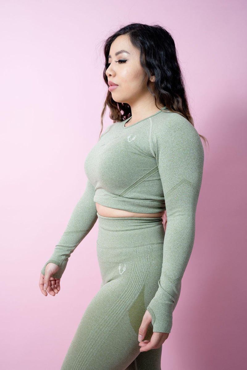 Allure Croped Long Sleeve - Tea Green