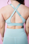 Evoke Cross-Strap Sports Bra - Powder Blue