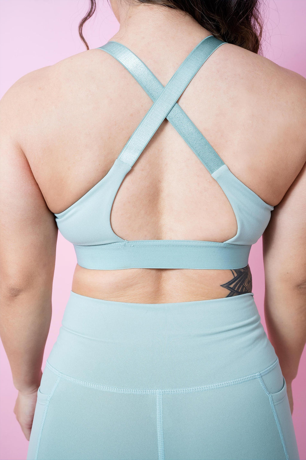 Evoke Cross-Strap Sports Bra - Powder Blue
