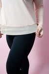 Asymmetric Split-Back Long Sleeve Top - Light Peach