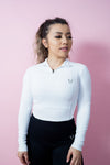 Cropped 1/4 Zip Compression Pull Over - White