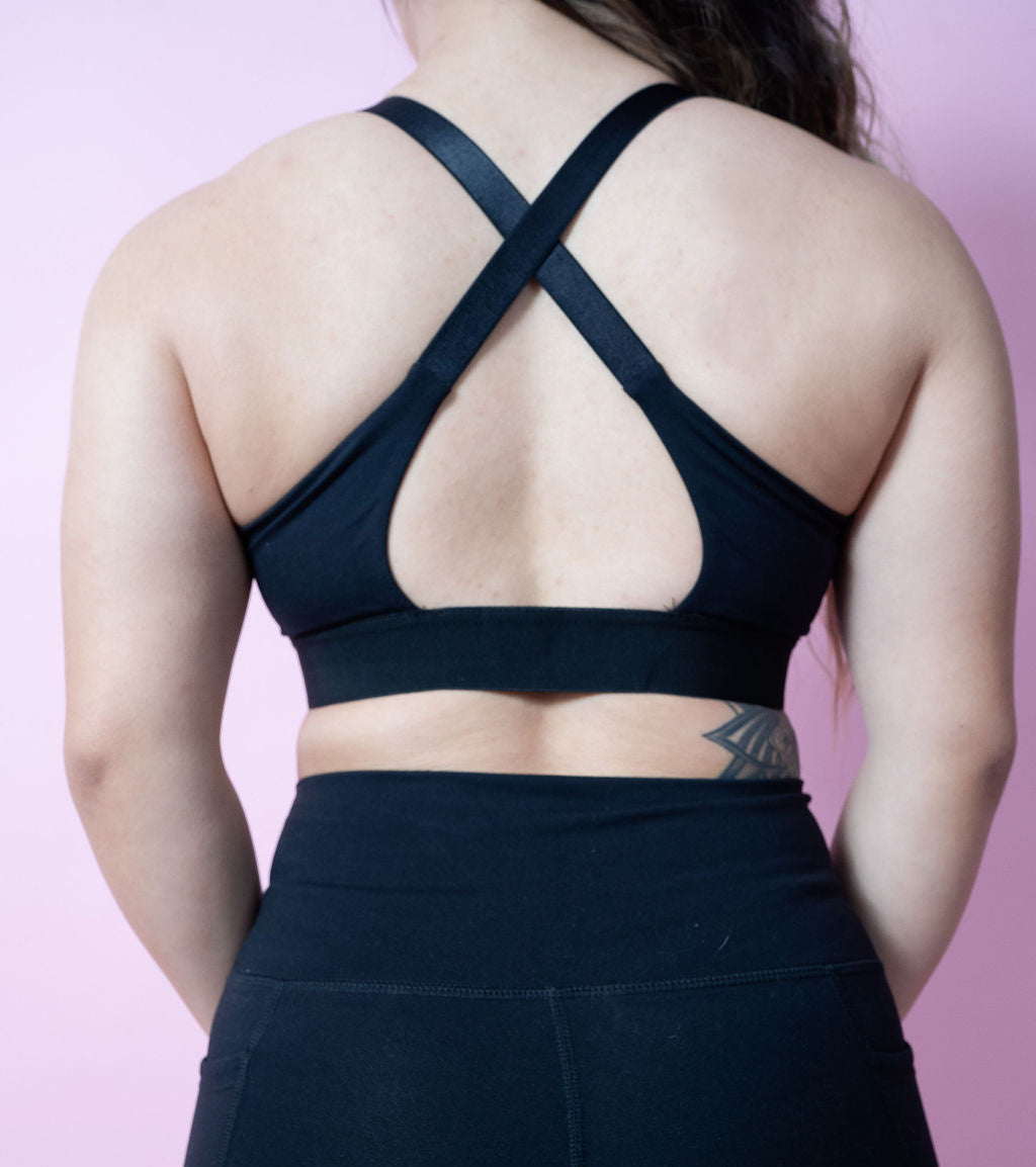 Evoke Cross-Strap Sports Bra - Onyx Black