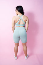 Evoke Cross-Strap Sports Bra - Powder Blue
