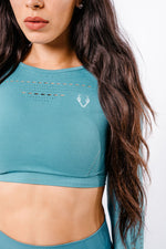 Sass Long Sleeve Crop Top - Azure Blue