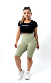 High Waist Scrunch Bike Shorts - Avocado