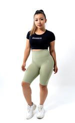 High Waist Scrunch Bike Shorts - Avocado