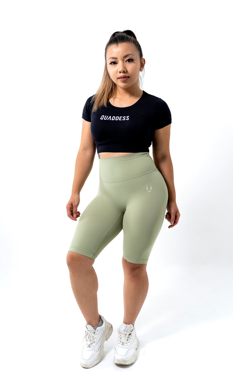 High Waist Scrunch Bike Shorts - Avocado