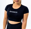Quaddess Seamless Cropped T-shirt - Black