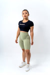 High Waist Scrunch Bike Shorts - Avocado
