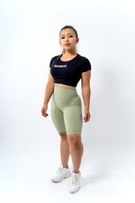 High Waist Scrunch Bike Shorts - Avocado