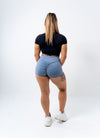 High Waist Scrunch Booty Shorts - Dusty Blue