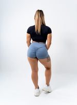 High Waist Scrunch Booty Shorts - Dusty Blue